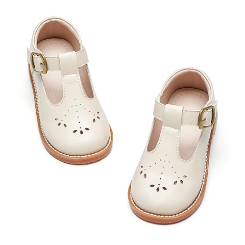 Image of GINFIVE Toddler Girls Dress Shoes Little Kids Flats School Mary Janes Shoes