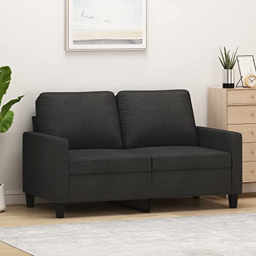 WHOPBXGAD Sofá 2 Plazas Negro Moderno 120 cm Tela Transpirable Duradera Estructura Metal Estable Acolchado Grueso Cómodo para Sala de Estar y Salón Relax TV