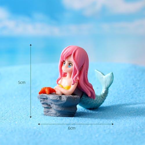 Image of 3 Pcs Cute Pink Mermaids for Aquarium Fish Tank Decoration - Resin Material - Safe for Fish - Harmless to Fish - Best for Small or Big Tanks