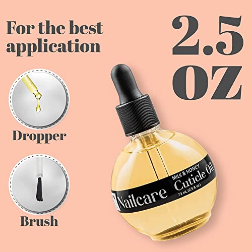 C CARE Milk And Honey Cuticle Oil - Extra Large 2.5 oz bottle - Moisturizes and Strengthens Nails and Cuticles - Dropper & Brush included - Thumbnail 5
