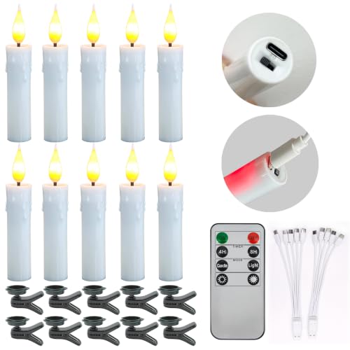 Rechargeable Flameless Clip-on Christmas Tree Candles with Remote & Timer