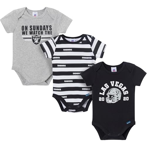 Gerber Baby Boys NFL 3-Pack Onesie Bodysuit Raiders 18 Months