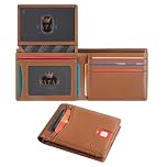 Vatan Wallet for Men Slim RFID Blocking Leather Credit Card Holder Wallet for 15 Cards, Bifold Minimalist Thin Wallet with 2 ID Windows & Cash Slot, with Gift Box (Cross Grain Brown)