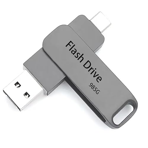 Clé USB C 985 Go,2 en 1 OTG USB Type C 3.0 Pen Drive，Métal Cle USB 3.0 Haute Vitesse Clef USB 985 Go Mémoire Stick Portable Pen Drive Flash Drive avec Porte-clés pour PC, Tablette