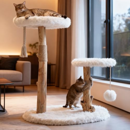 Torre moderna para gatos interior madera sólida 33 pulg