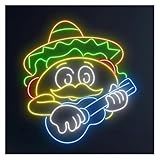 Tacos Neon Signs Guitar Neon Lights Convient aux restaurants de restauration rapide Décor Glow Sign Panneaux commerciaux.