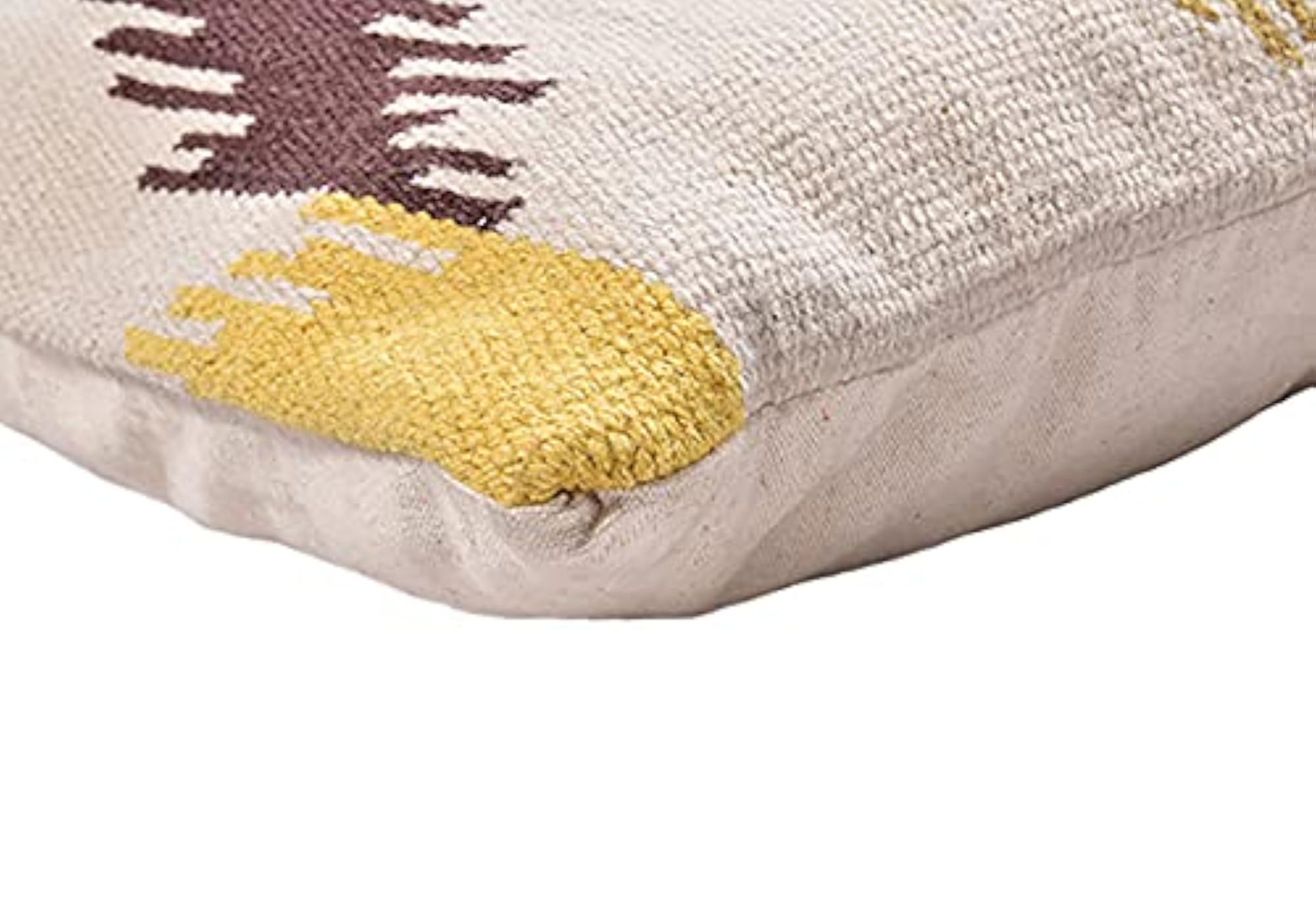 Beige & Yellow Flatweave Wool Cushion Dhurrie