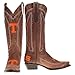 Vaccari Women's Naomi Genuine Leather TN Volunteers Embroidery Snip Toe Cowgirl Boots - Mocha - 9.5 B
