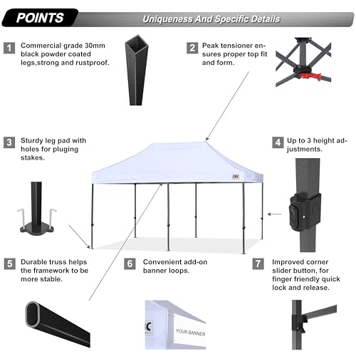Image of ABCCANOPY Patio Pop Up Canopy Tent 10x20 Commercial-Series(White)
