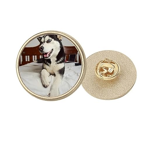 Broche ronde en métal doré Husky pour paniers de chiens de taille M