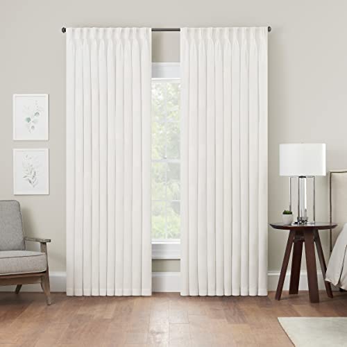 Waverly Serendipity 10 Pinch Pleat Light Filtering Rod Pocket Window Curtain For Living Room (1 Panel), 50 In X 84 In, White #TOP1