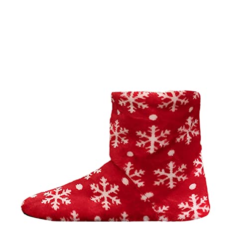 Christmas Festive Household Warm Silent Floor Boots Floor Slippers Snow Shoes Pig Slippers For Women (Watermelon Red, 8) #TOP15