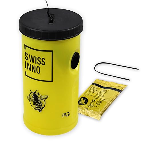 SWISSINNO Piège à Guêpes - Solution Efficace Contre Les Guêpes et Frelons - Réutilisable avec Appât Alimentaire - Utilisation Extérieure - Protection Terrasse Jardin Pique-Nique