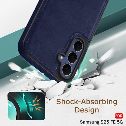 Image of TheGiftKart Genuine Leather Finish Back Cover Case for Samsung Galaxy S25 FE 5G | Shockproof Design | Camera & Screen Protection | Stunning Minimalist Design Back Case Cover for Samsung S25 FE (Blue)
