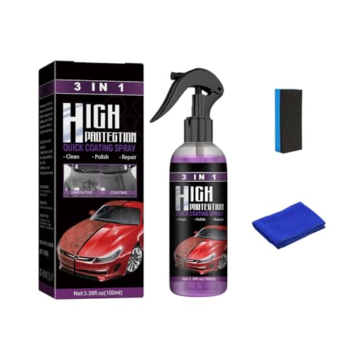 AEEHFENG 3 in 1 High Protection Quick Car Coating Spray Kits,3 in 1 Ceramic Car Coating Spray,Quick Coat Car Waxes Polish Spray for Cars,Car Scratch Nano Repair Spray,Easy to Use (1)