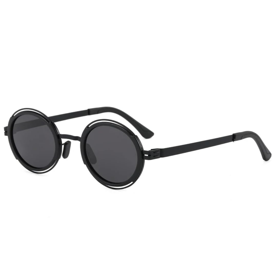 Lunettes de soleil rondes style punk rétro UV400 unisexes