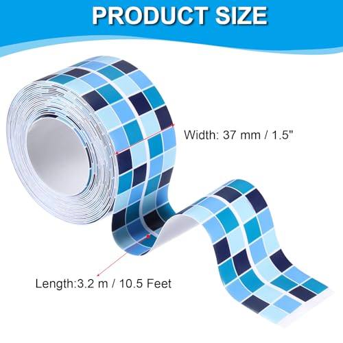Image of PATIKIL Caulk Tape 1.5 inch x 10.5 Ft, Self Adhesive Sealing Tape Waterproof Toilet Tub Caulk Sealant Strip Sealing Trim for Kitchen Bathroom Toilet Bathtub Sink Countertop, Dark Blue