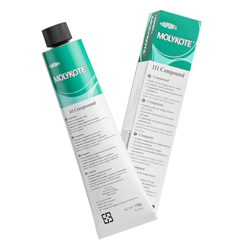 Molykote 111 Compound 150g 5.3oz, General Purpose O-Ring and Valve Lubricant Electrical Damping Medium Anti-Adhesion and Sealing Water Resistance Wide Temperature NLGI Grade 3-4 Translucent White