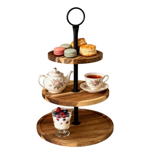 Voittozege 1 Pcs 3 Tier Wood Cupcake Stand, 10