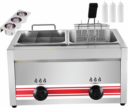 Freidora comercial - Freidora de aceite eléctrica profesional con doble tanque y cestas, capacidad de 20 L, ideal para cocinar deliciosos alimentos fritos