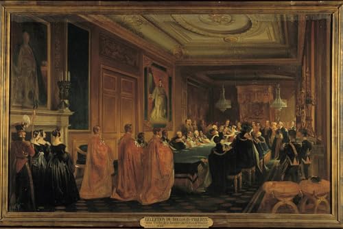 Peinture Reine recevant le roi Louis Philippe pour Décoration Salon Chic