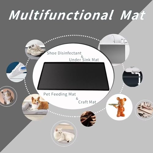 Under Kitchen Sink Mat 25" x 19", SAZTEAY Waterproof Silicone Under Sink Tray, Under Sink Protector Mat for Bathroom and Kitchen Cabinets(Black) by Sazteay - Used condition - Image 7