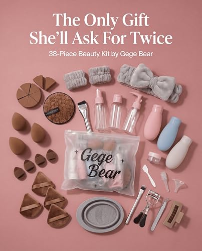 Image of Multi-Shape Makeup Sponge Set | 20 Piece Beauty Puff Collection with Headband and Clean Sponge | Pink, Purple, Beige & Bright Sets | Face Blender Kit for Cream, Liquid & Powder | Aesthetic and Functional Makeup Tool (Brown, 38 PCS)