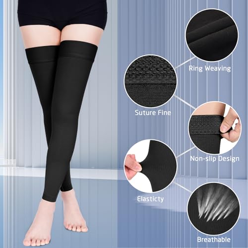 Image of 15-20 mmHg Compression Stockings for Women & Men, Thigh High Compression Socks Medical Graduated Compression Support for Edema, Varicose Veins