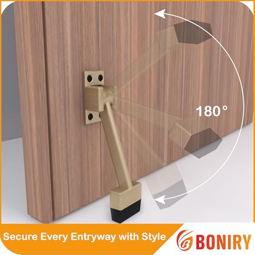 Image of Boniry Heavy-Duty Door Stopper with Adjustable Rubber Grip | Wall-Mounted Door Holder for Wooden and Metal Doors | Durable and Easy Install (Brass)