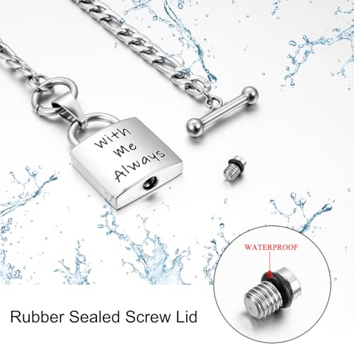 abooxiu Lock Urn Necklace for Ashes Stainless Steel Ashes Necklace Cremation Necklace for Human Ashes Memorial Ashes Holder - Never Say Goodbye4