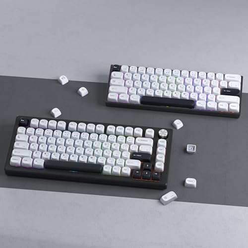 Image of XVX PBT Keycaps - MOA White Japanese 75 Percent, Custom Dye-Sublimation, 137 Keys Set for 100%, 75%, 65%, 60% Keyboard, Bow