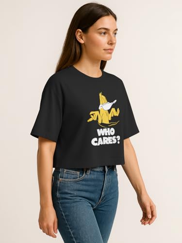Image of HELLCAT Beige Printed Loose Fit Crew-Neck Crop T-Shirt for Women
