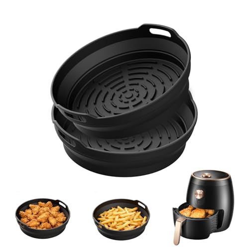 GRIFEMA 2 Pièces Moules en Silicone pour Air Fryer Compatible Philips, Cecotec, Cosori, Turbo Blaze 5-8L Air Fryer - Sans BPA, Lavable au Lave-Vaisselle - Réutilisable Air Fryer Accessoires