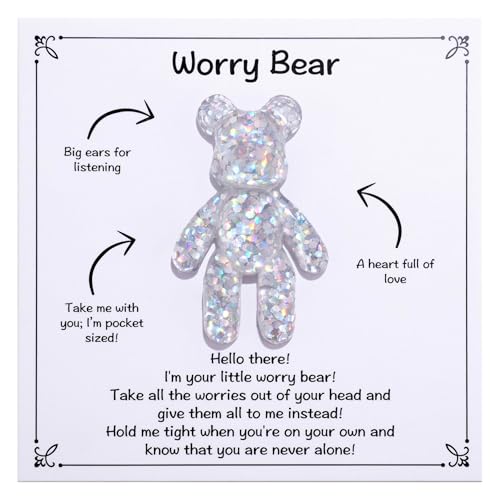 Image of Aesnefe Pocket Bear Hug Anxiety Relief, Mental Health Positivity, Autism Fidget, Stress Relief for Her, Comforting Back to School Gift - White