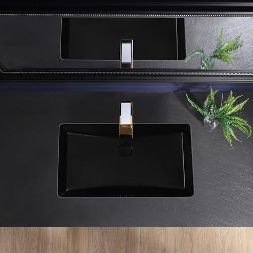 KMOEM Black Undermount Bathroom Sink 27.3x16.5 Inch Vessel Sink Rectangular by KMOEM - Used condition - Image 9