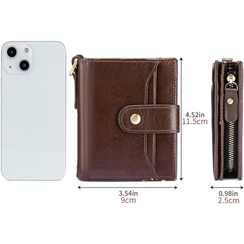 Genuine Leather Wallet for Men Slim Bifold RFID Shielding Minimalist Money Clip Card Holder Thin Front Pocket (Brown1)2
