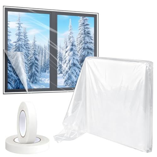 Vasmeiy Cubierta Transparente Thermo Cover Cubierta Cubierta Térmica Para Ventana 1,6x10 M Película Aislante Transparente,Pelicula Aislante Termico Ventanas,Kit De Aislamiento De Ventana Película