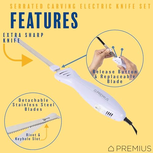 image for SERRATED CARVING ELECTRIC KNIFE SET By Chef PRO, With Wooden Storage B