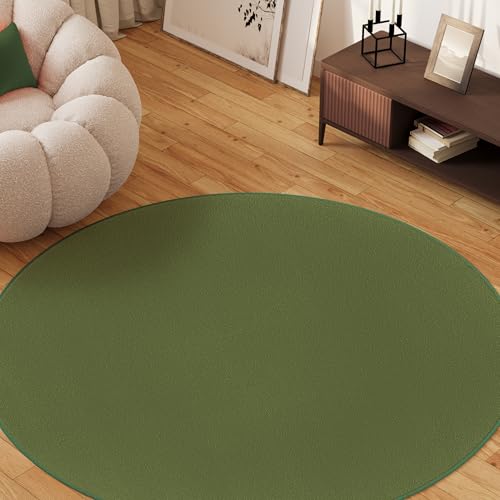 TAPISO Alfombra Mono Redonda De Pelo Corto Interior Diseño Moderno Verde Monocolor Alfombra Salón Dormitorio Adulto Comedor Cocina Resistente Exterior Oeko-Tex 200 x 200 cm