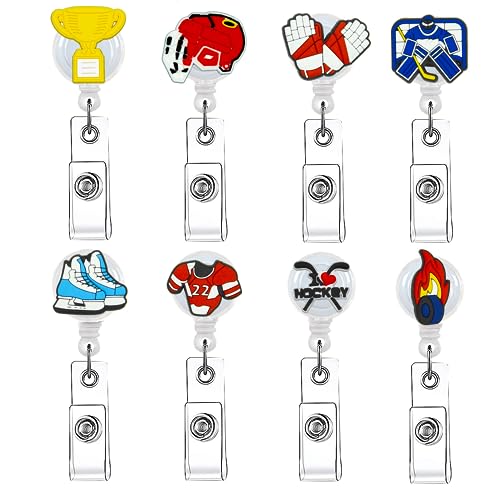 Ice Hockey Badge Reel 8 Pcs Retractable ID Badge Holders