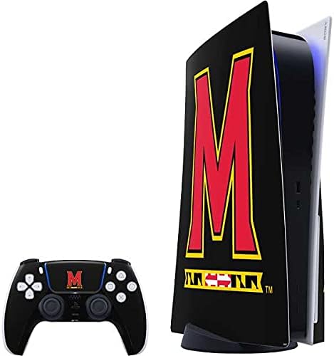 Skinit Decal Gaming Skin Compatible with PS5 Bundle - Officially Licensed University of Maryland Collegiate Text Red Design