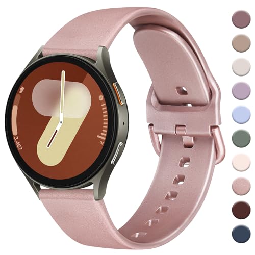 AK for Samsung Galaxy Watch 7 Band 40mm 44mm / Galaxy Watch FE Bands 40mm, 20mm Soft Silicone Sport Band Adjustable Replacement Strap for Galaxy Watch 7 Band Women Men (Rose Gold)