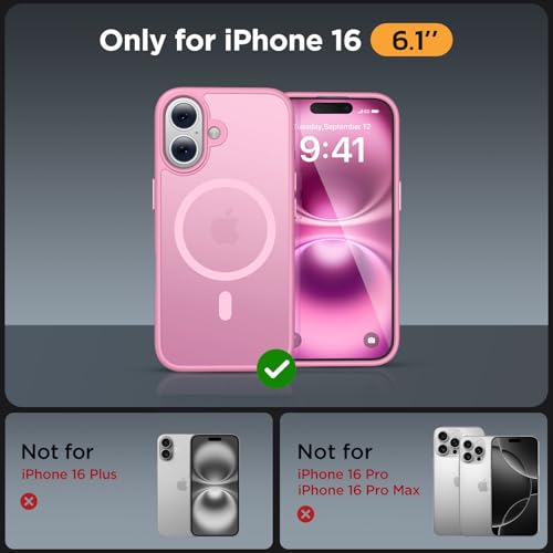 Image of Miracase Magnetic Series for iPhone 16 Case [Compatible with MagSafe] Military-Grade Protection, Anti-Fingerprint, Slim Phone Case for iPhone 16 6.1 inch - Messy Pink