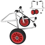 TATIVALO Faltbarer Kanuwagen & Kajakwagen aus Aluminium – Transportwagen für Kajak, Kanu & SUP, mit 2 PU-Rädern, Spannriemen, Traglast bis 100 kg