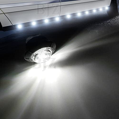 Bjz 10Pcs 3/4'' Round Led Marker Lights White 12V Trailer Side Clearance Marker Front Rear Running Signal Tail Bullet Light Waterproof W/Smoked Lens For Trailer Truck Atv Utv Rv Car Van Pickup #TOP1