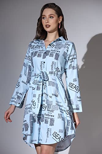 Image of Leriya Fashion Western Dress for Women | Rayon Paper Printed Dresses with Belt | Collared Neck on Button | Knee Length Dresses for Women | Ideal for Outing | Hangouts for Girls