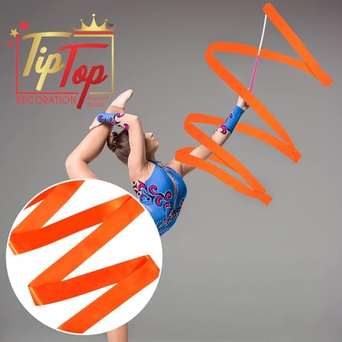 Image of Gymnastic Rhythmic Dancing Ribbon Streamer Stick (1 Piece) (Tiger Orange)