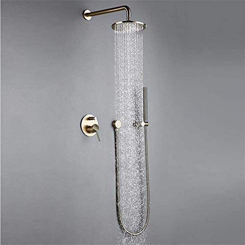 Système de douche à effet pluie avec douchette dorée - 4