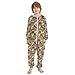 ALAZA American Football Rugby Green Onesie Pajamas Jumpsuit Sleepwear Unisex One-Piece Pajamas 12-13Y