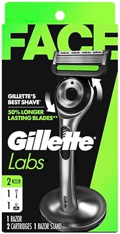Gillette Labs Mens Razor, Shaving Kit for Men, Includes 1 Handle, 2 Razor Blade Refills, 1 Premium Magnetic Stand